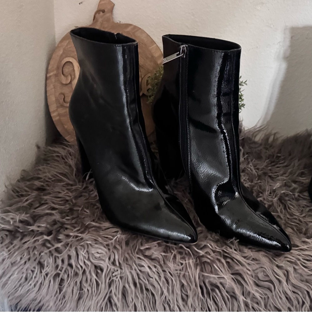 Jessica Simpson Shiny Black Ankle Booties